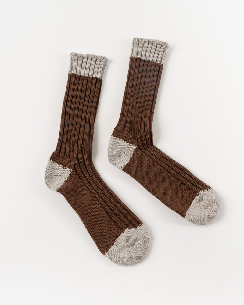 Ichi Antiquités Knit Cotton Socks in Brown