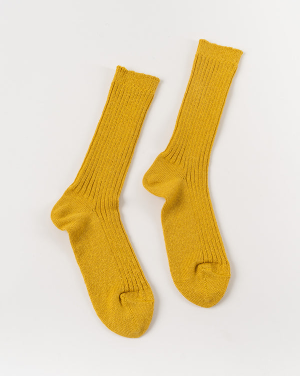 Ichi Antiquités Knit Cotton Socks in Mustard