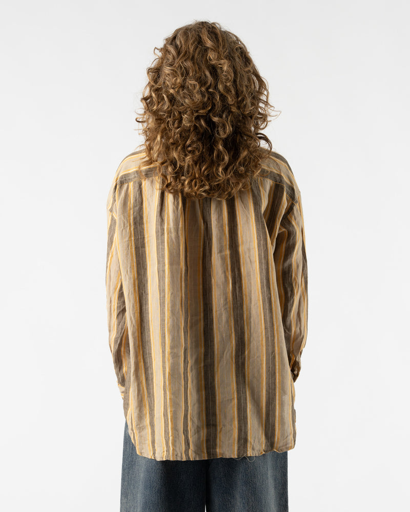 Ichi Antiquités Linen Stripe Shirt in Mustard