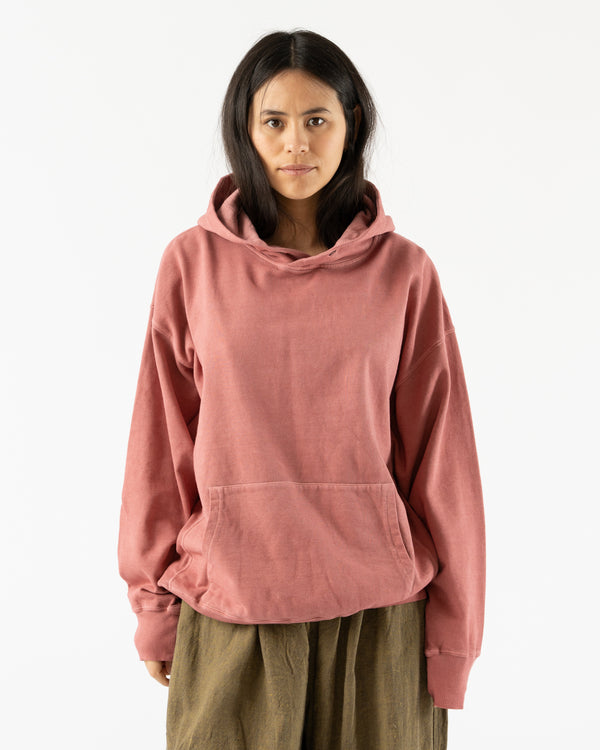 Ichi Antiquités Pigment French Terry Hoodie in Red