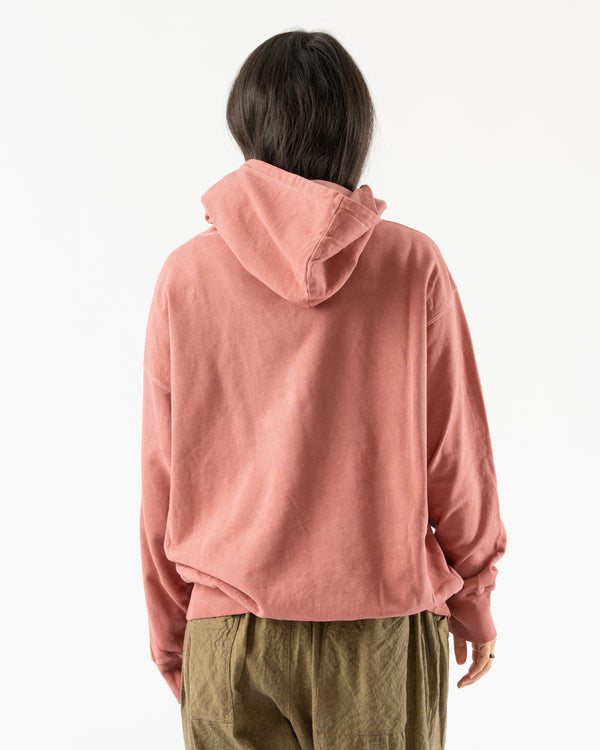 Ichi Antiquités Pigment French Terry Hoodie in Red