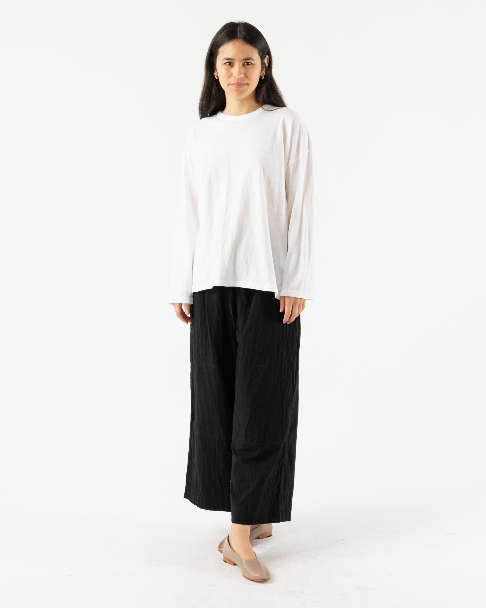Ichi Antiquités Knit Cotton Pullover Sweater in White
