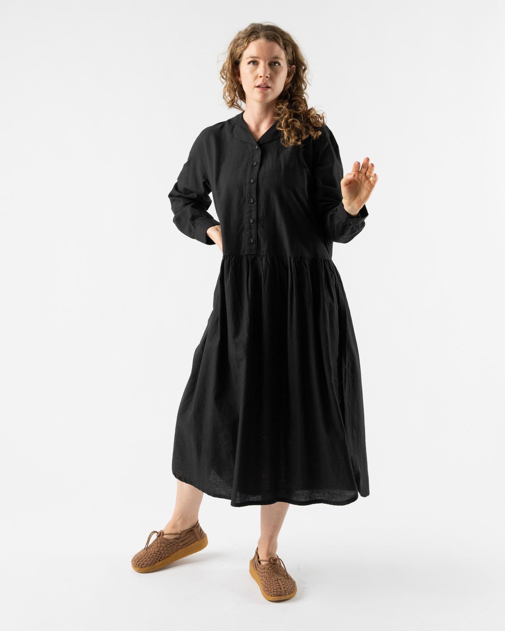 Ichi Antiquités Woven Cotton Dress in Black