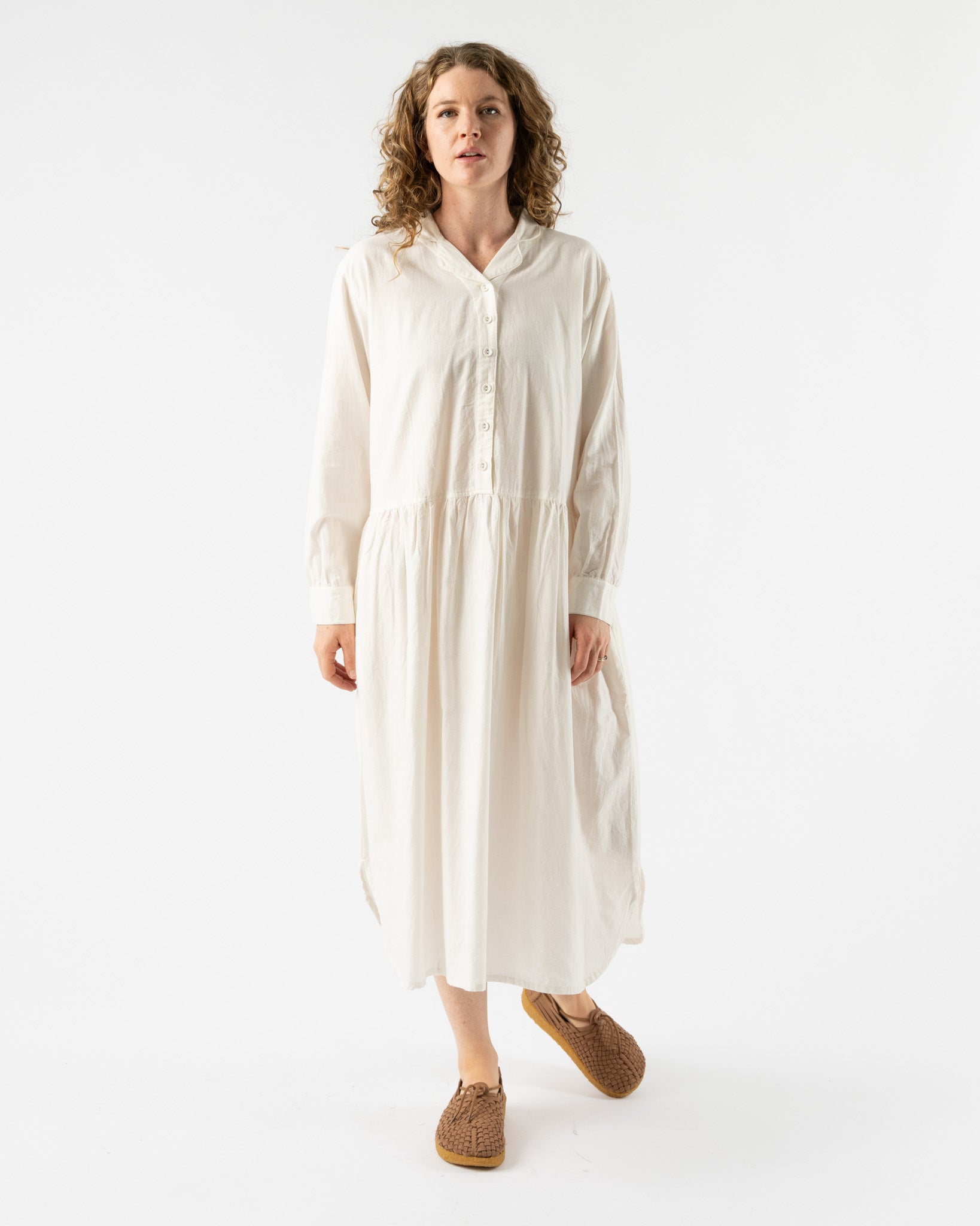 Ichi Antiquités Woven Cotton Dress in White