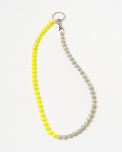 Ina Seifart Perlen Long Keychain in Light Grey/Neon Yellow/Opal