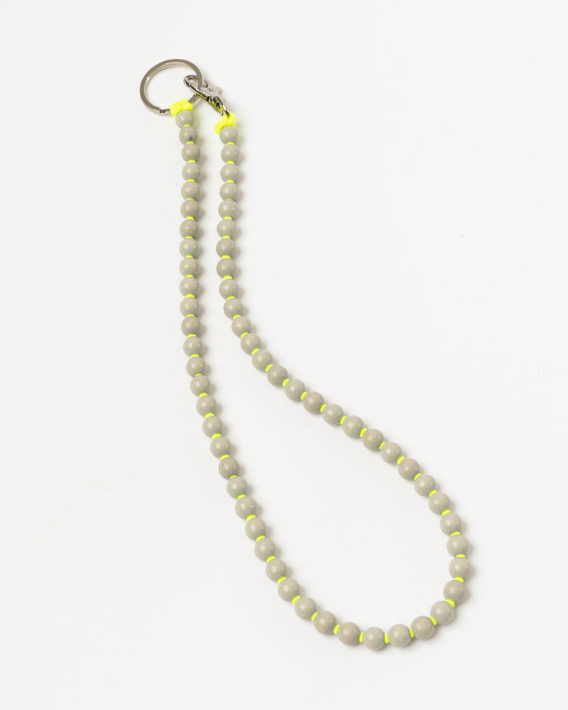 Ina Seifart Perlen Long Keychain in Light Grey/Neon Yellow