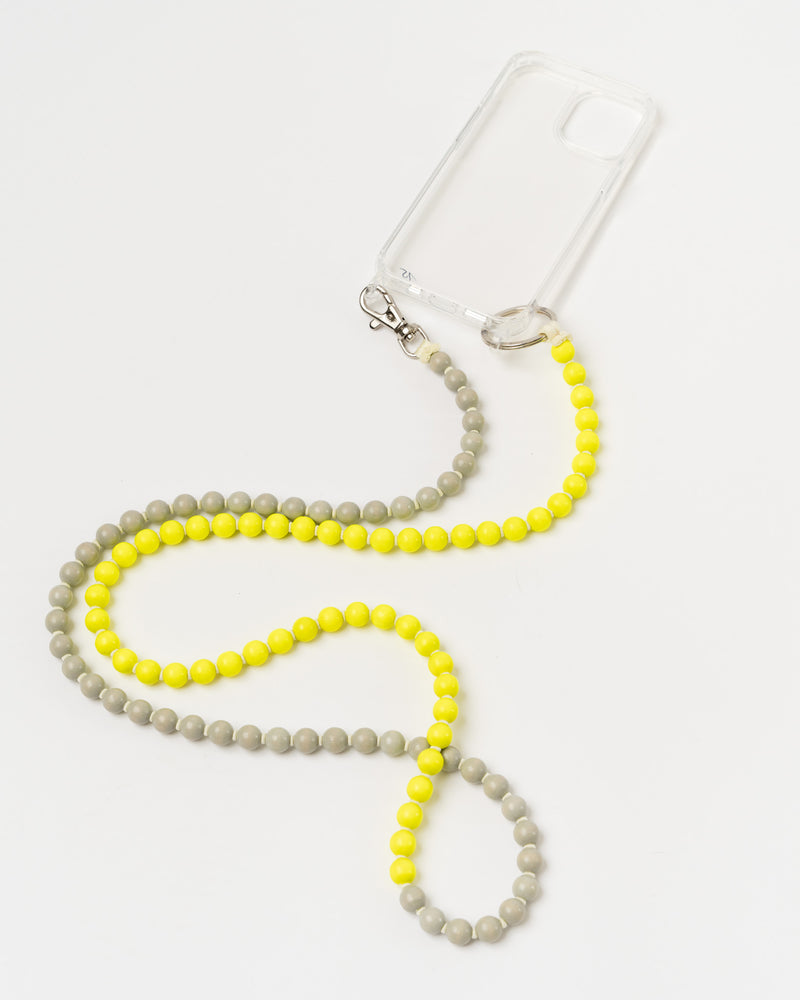 Ina Seifart Phone Necklace in Light Grey/Neon Yellow