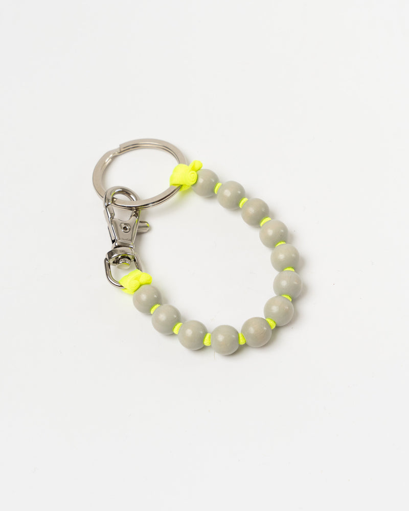 Ina Seifart Perlen Short Keychain in Light Grey/Neon Yellow