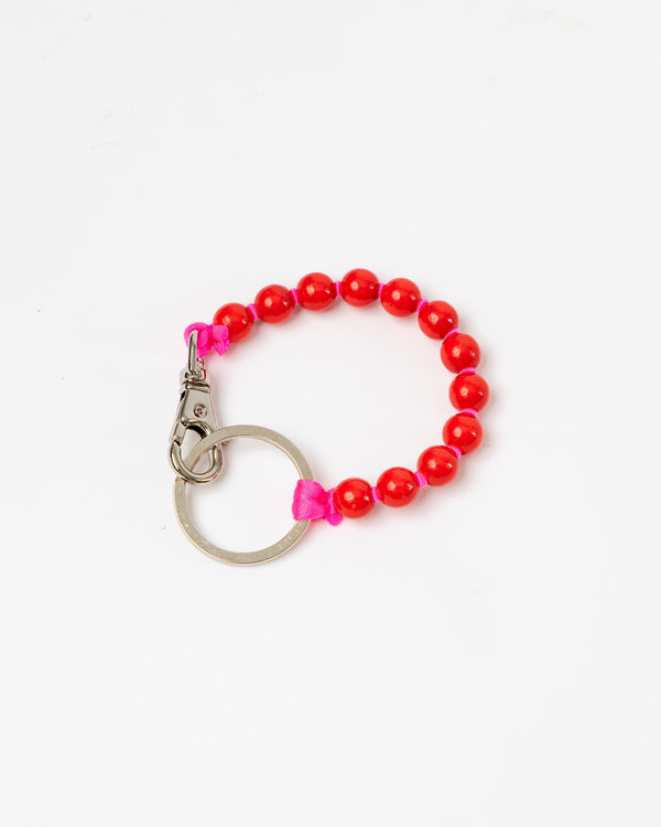 Ina Seifart Perlen Short Keychain in Red Pink