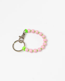 Ina Seifart Perlen Short Keychain in Pastel Rose Neon Green