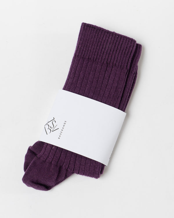 Baserange Rib Overankle Socks in Gesso Purple