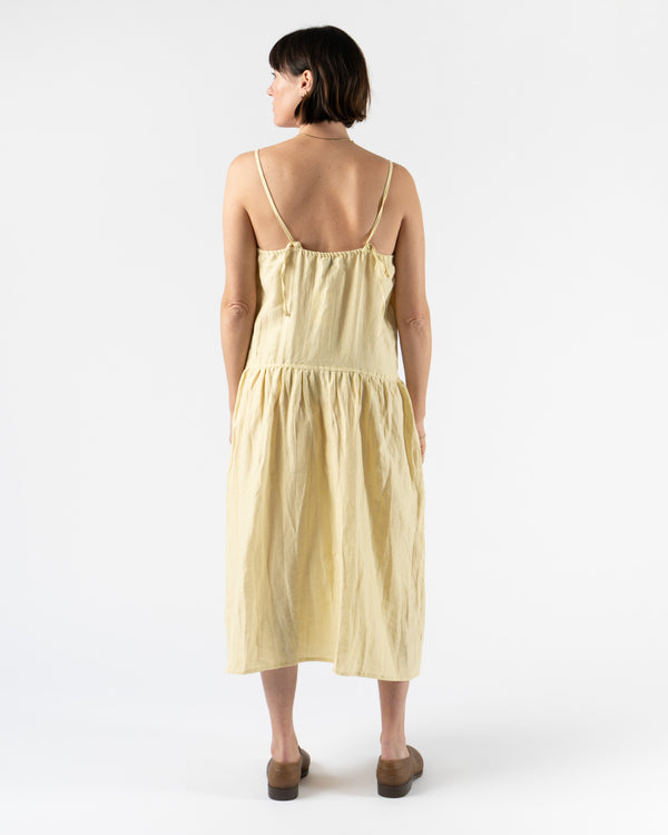 Deiji Studios Gathered Halter Dress in Butter Yellow