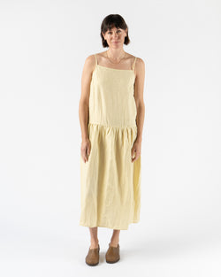 Deiji Studios Gathered Halter Dress in Butter Yellow