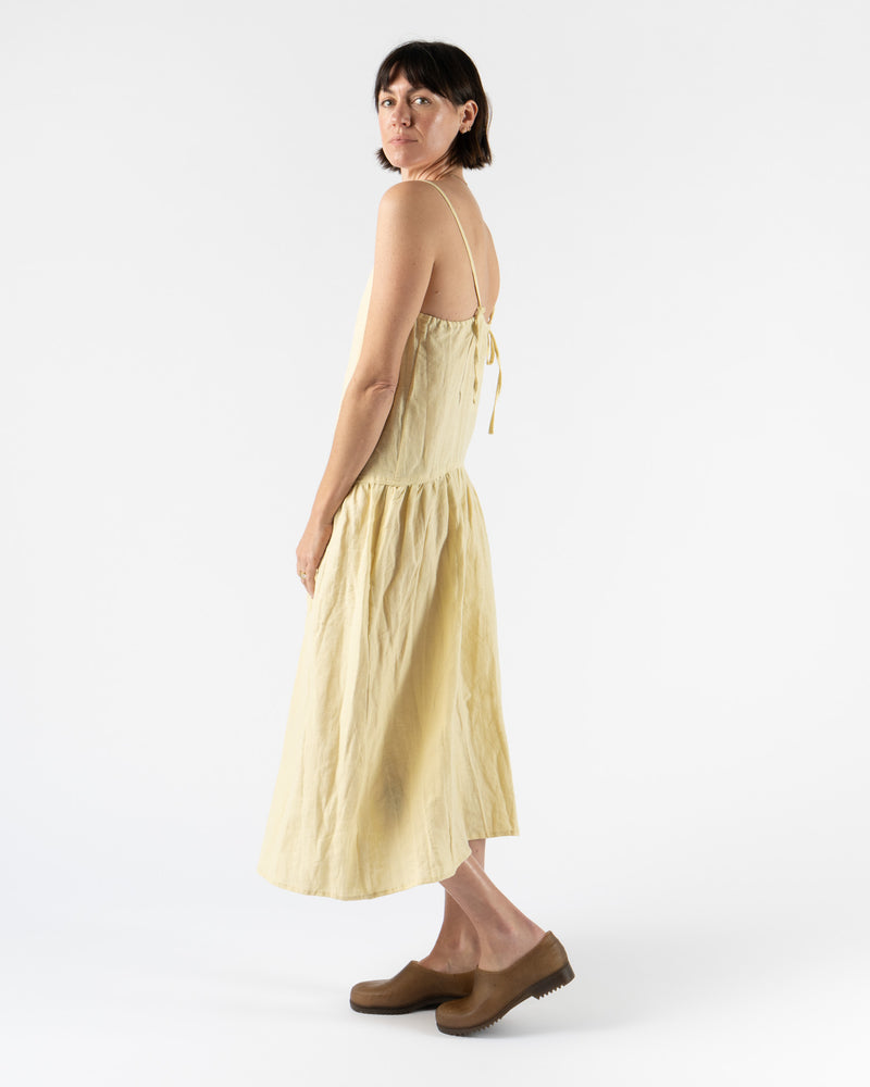 Deiji Studios Gathered Halter Dress in Butter Yellow