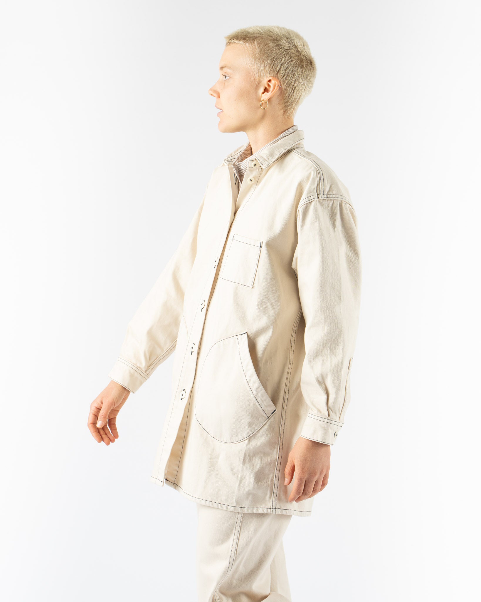 Jesse Kamm Okuda Jacket in Natural with Slate Stitch