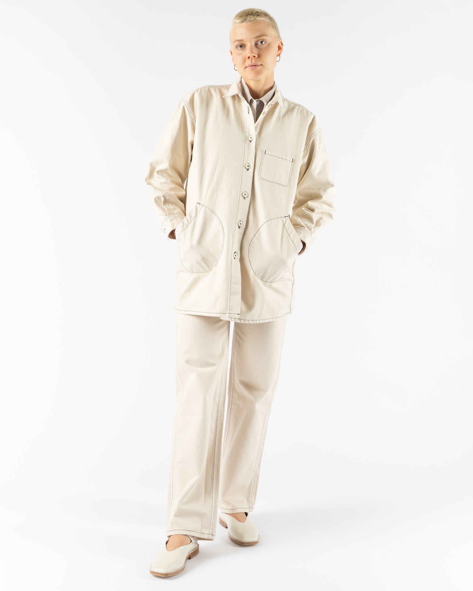 Jesse Kamm Okuda Jacket in Natural with Slate Stitch