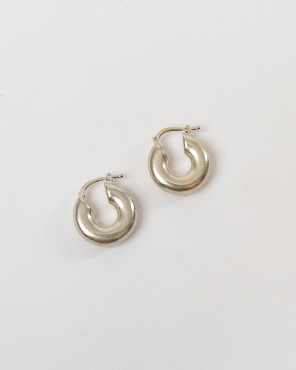 Jil Sander Classic Round Earrings 7 in Silver