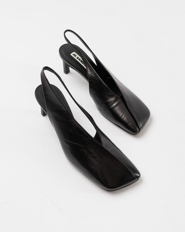 Jil Sander Origami Folded Slingbacks 65mm Heel in Black