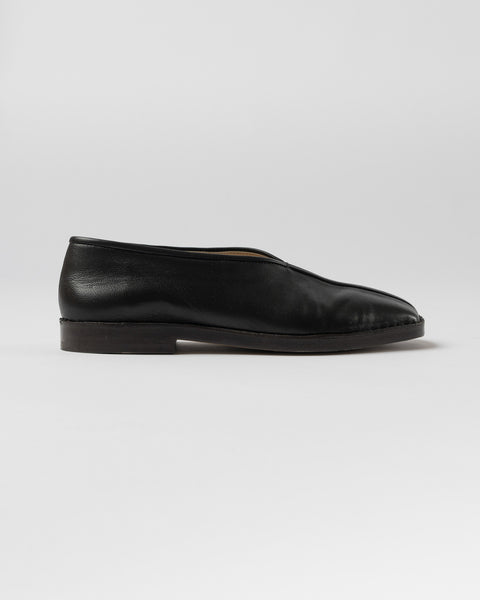 LEMAIRE “FLAT PIPED SLIPPERS ” size44 Lemaire Flat Piped Slippers in Black Curated at Jake and Jones