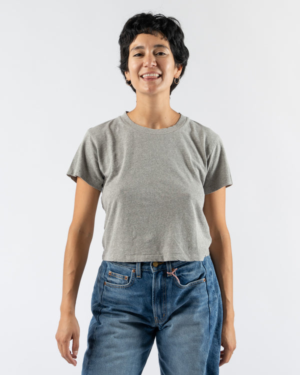 Jungmaven Cropped Lorel Tee in Athletic Gray