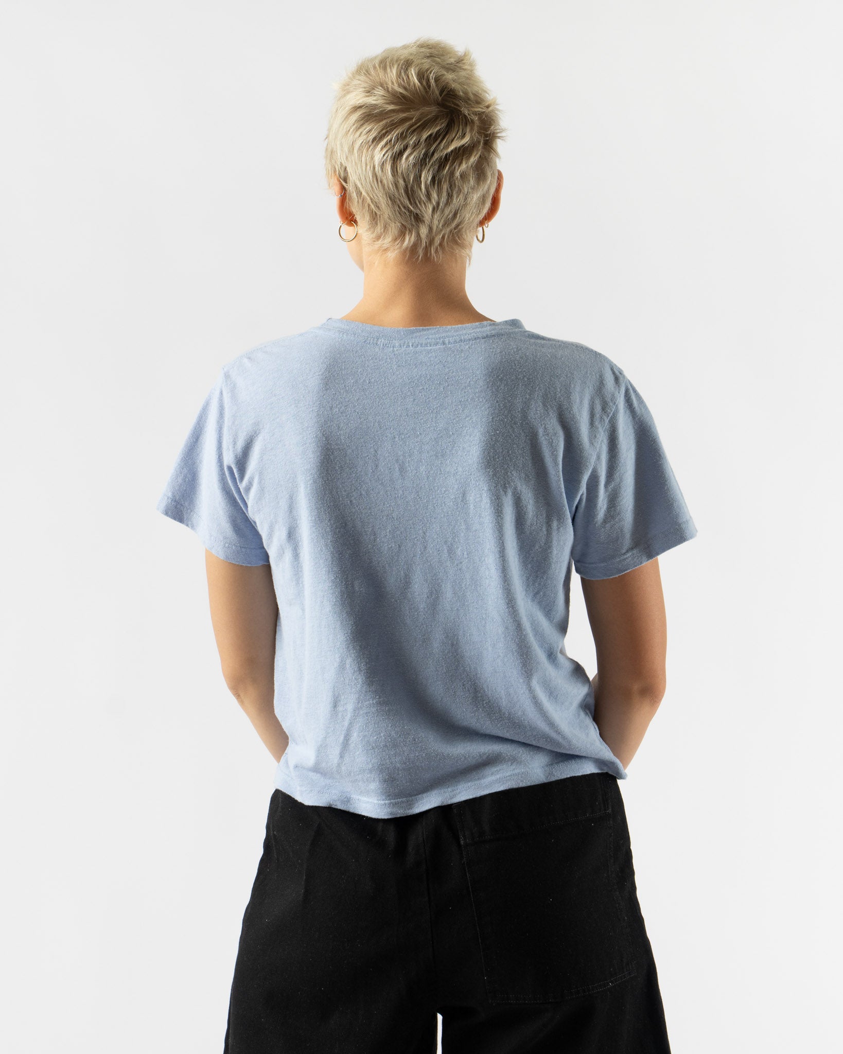 Jungmaven Cropped Lorel Tee in Coastal Blue