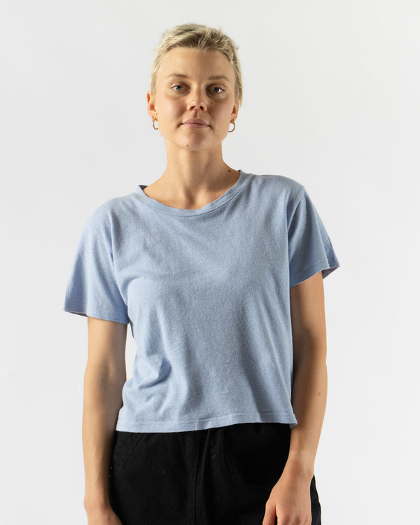 Jungmaven Cropped Lorel Tee in Coastal Blue