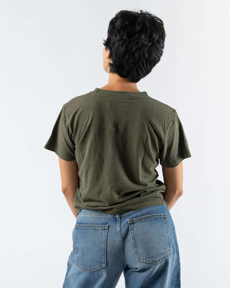 Jungmaven Cropped Lorel Tee in Olive Green