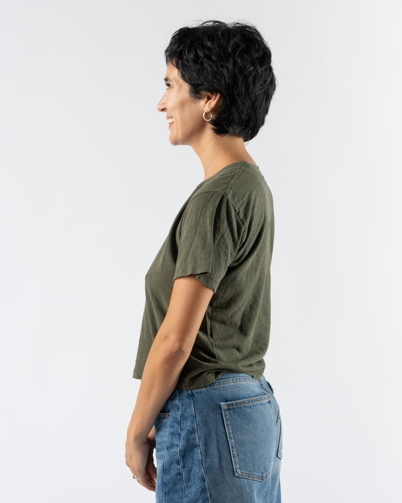 Jungmaven Cropped Lorel Tee in Olive Green