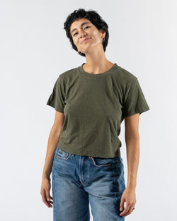 Jungmaven Cropped Lorel Tee in Olive Green