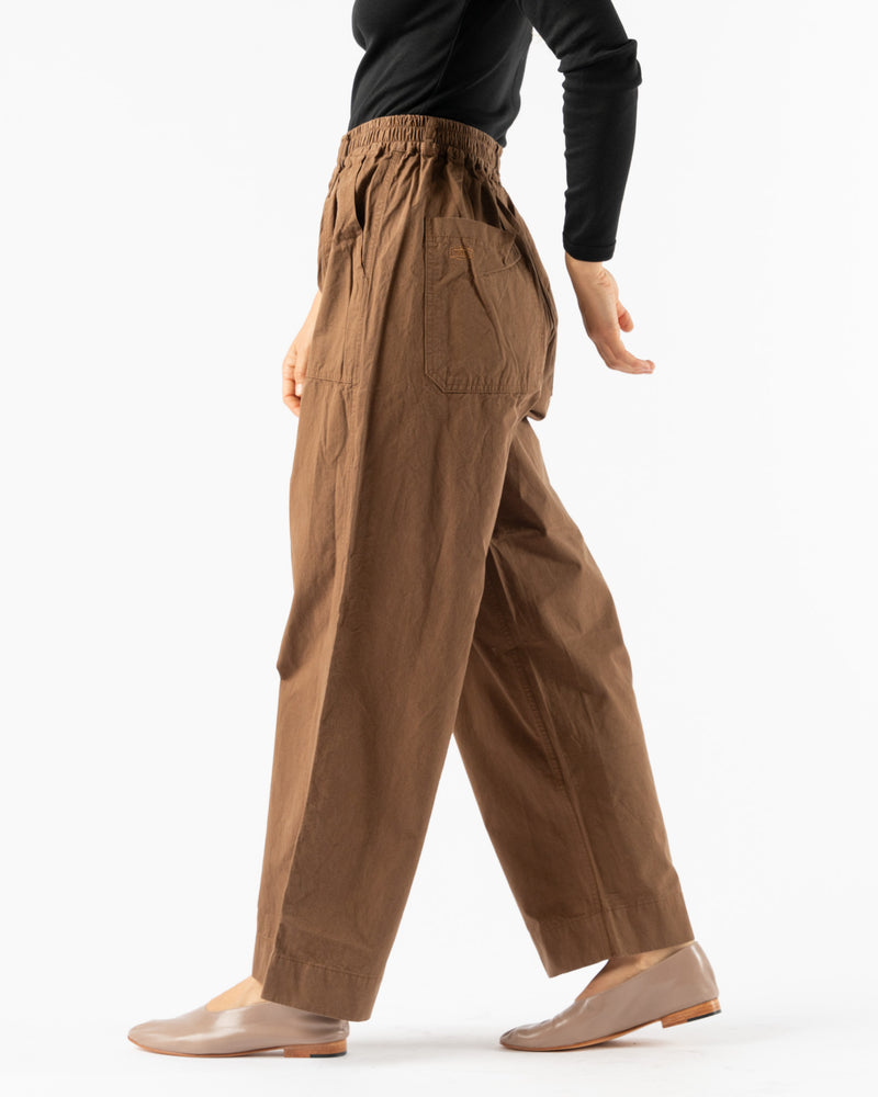 Kappy One Tuck Wide Fatigue Pants in Brown