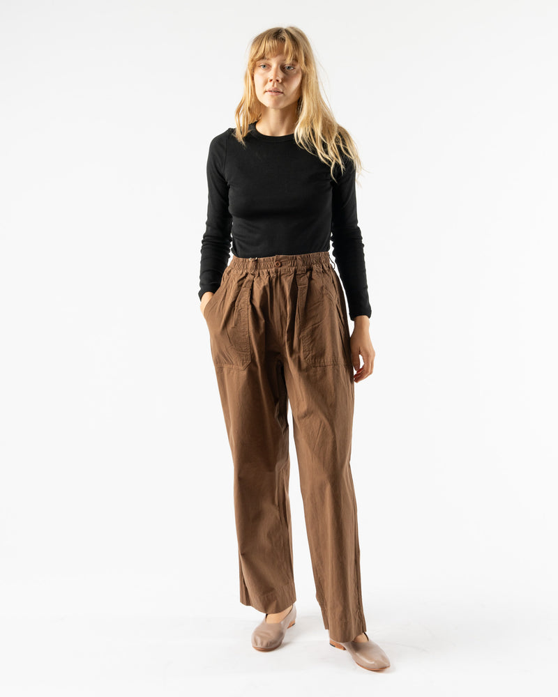 Kappy One Tuck Wide Fatigue Pants in Brown