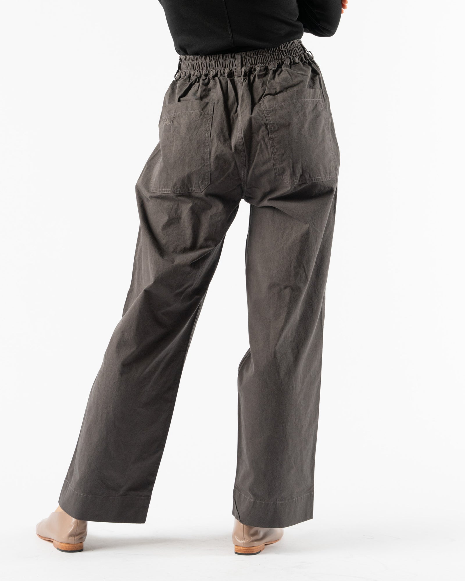 Kappy One Tuck Wide Fatigue Pants in Charcoal Curated at Kappy One Tuck Wide Fatigue Pants in Charcoal Curated at