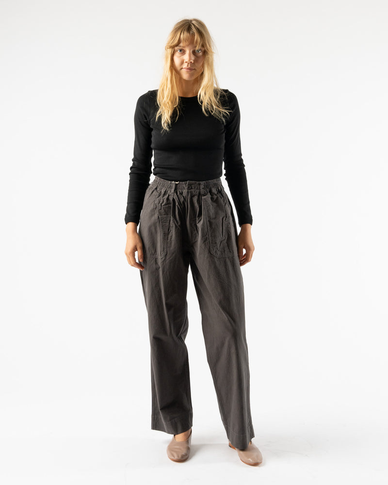 Kappy One Tuck Wide Fatigue Pants in Charcoal