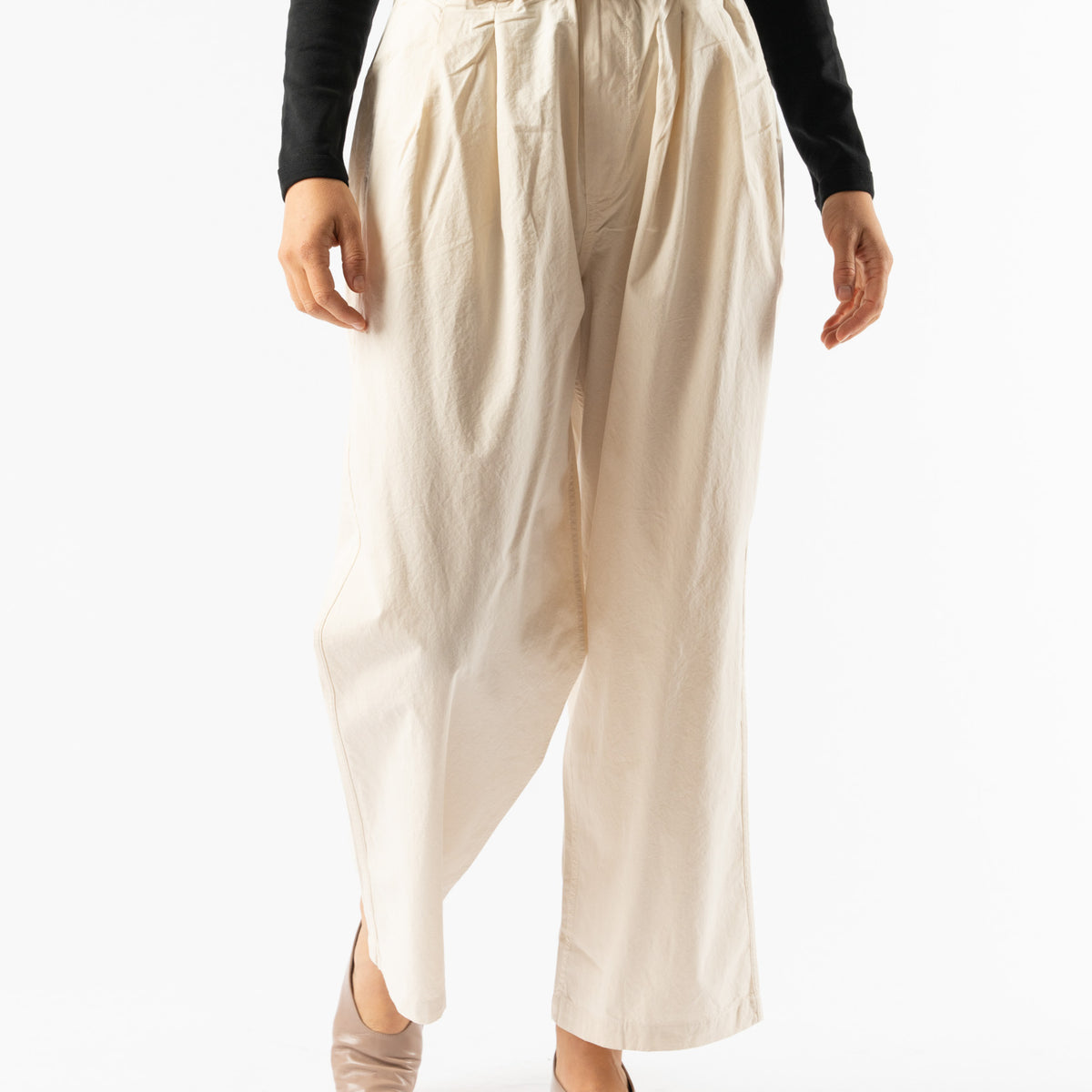 Kappy Two Tuck Wide Pants in Cream Curated at Jake and Jones