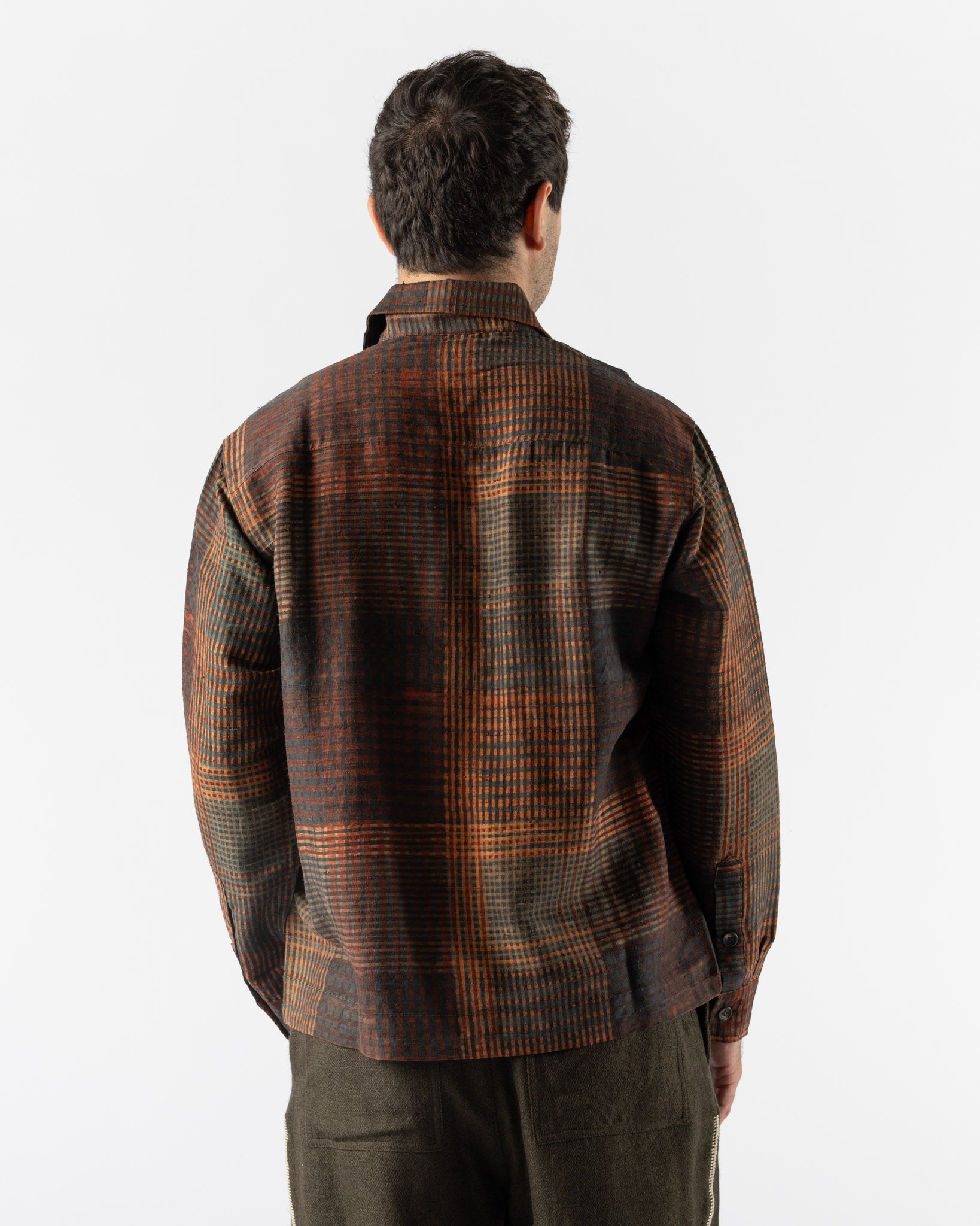 Kartik Research Box Shirt in Orange/Black