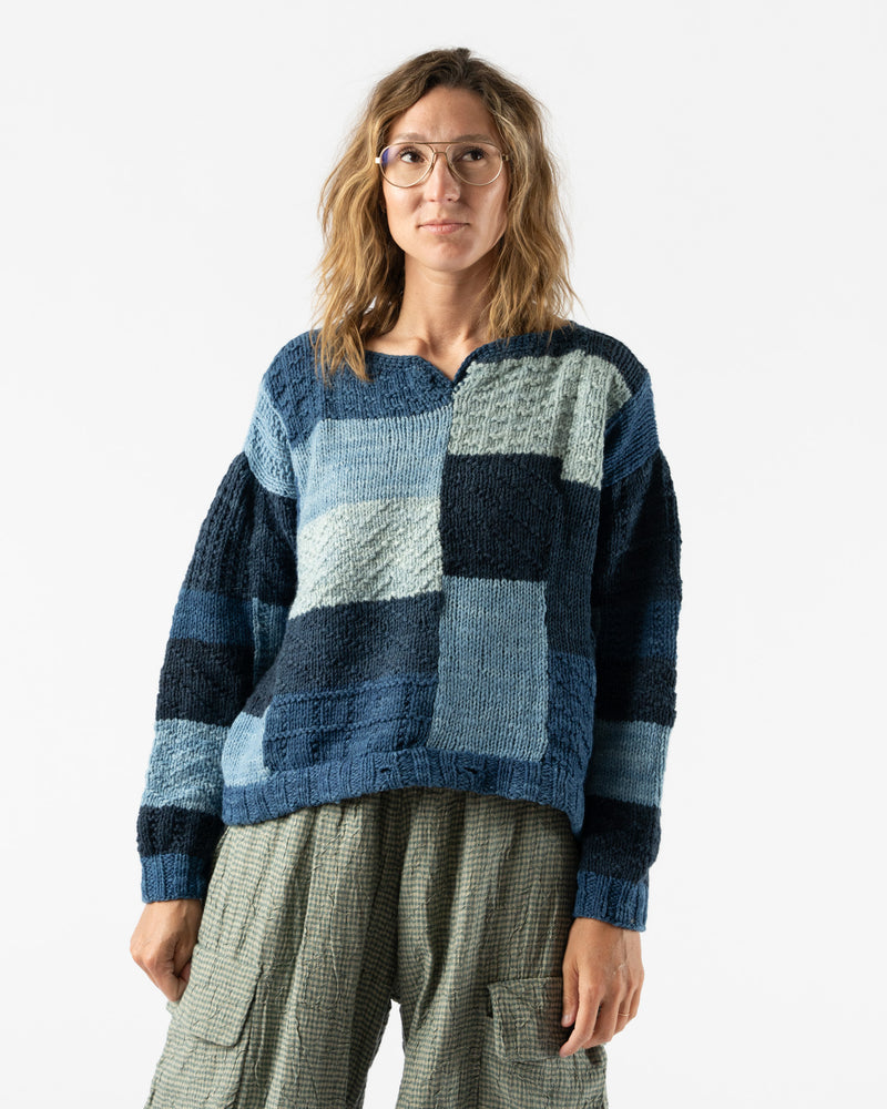 Kartik Research Indigo Patchwork Knit Sweater