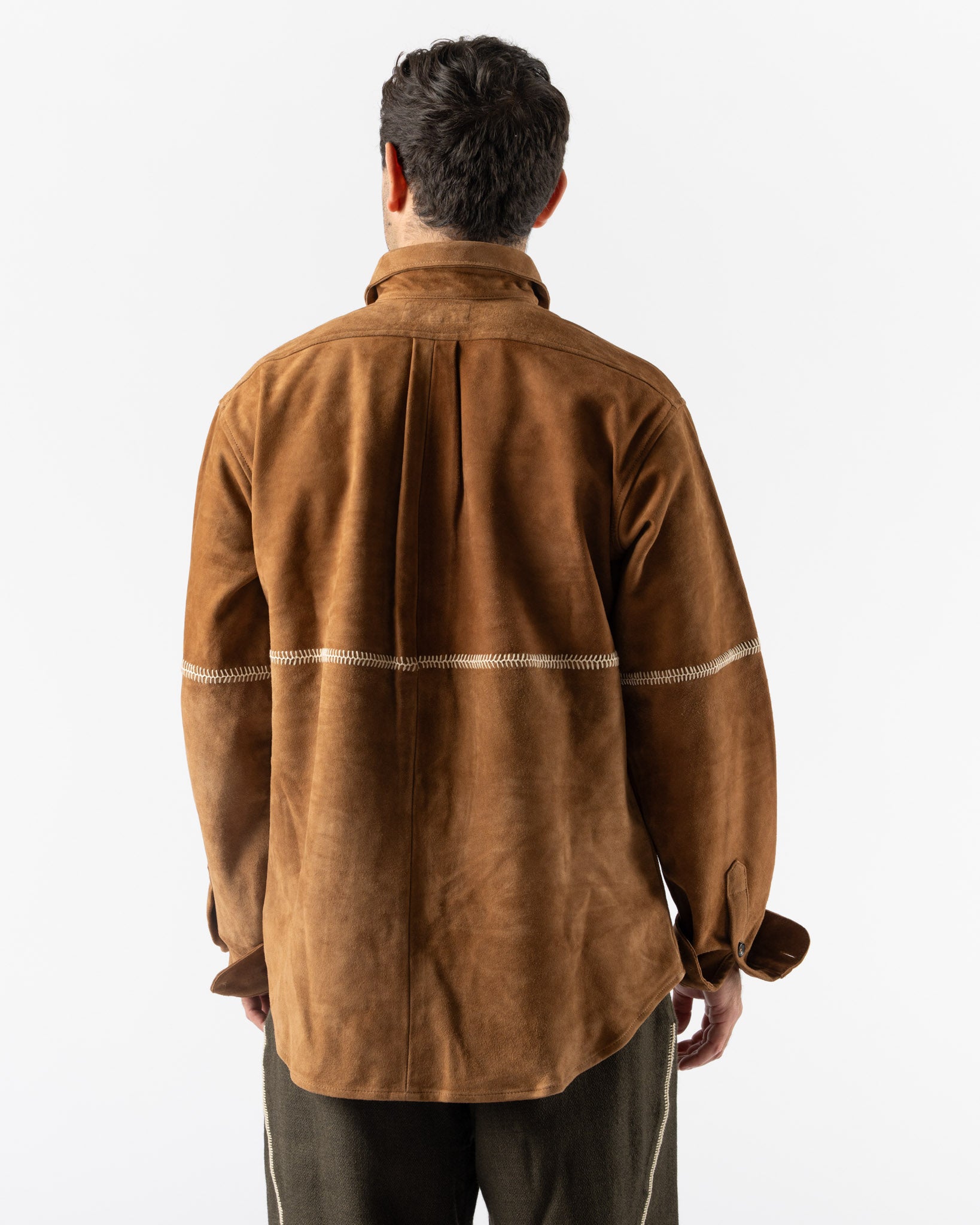 Kartik Research Rabari Suede Shirt in Tan/Ecru
