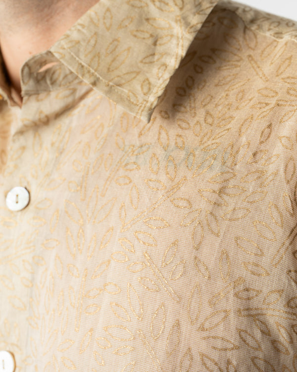 Kartik Research Box Shirt in Ecru/Gold