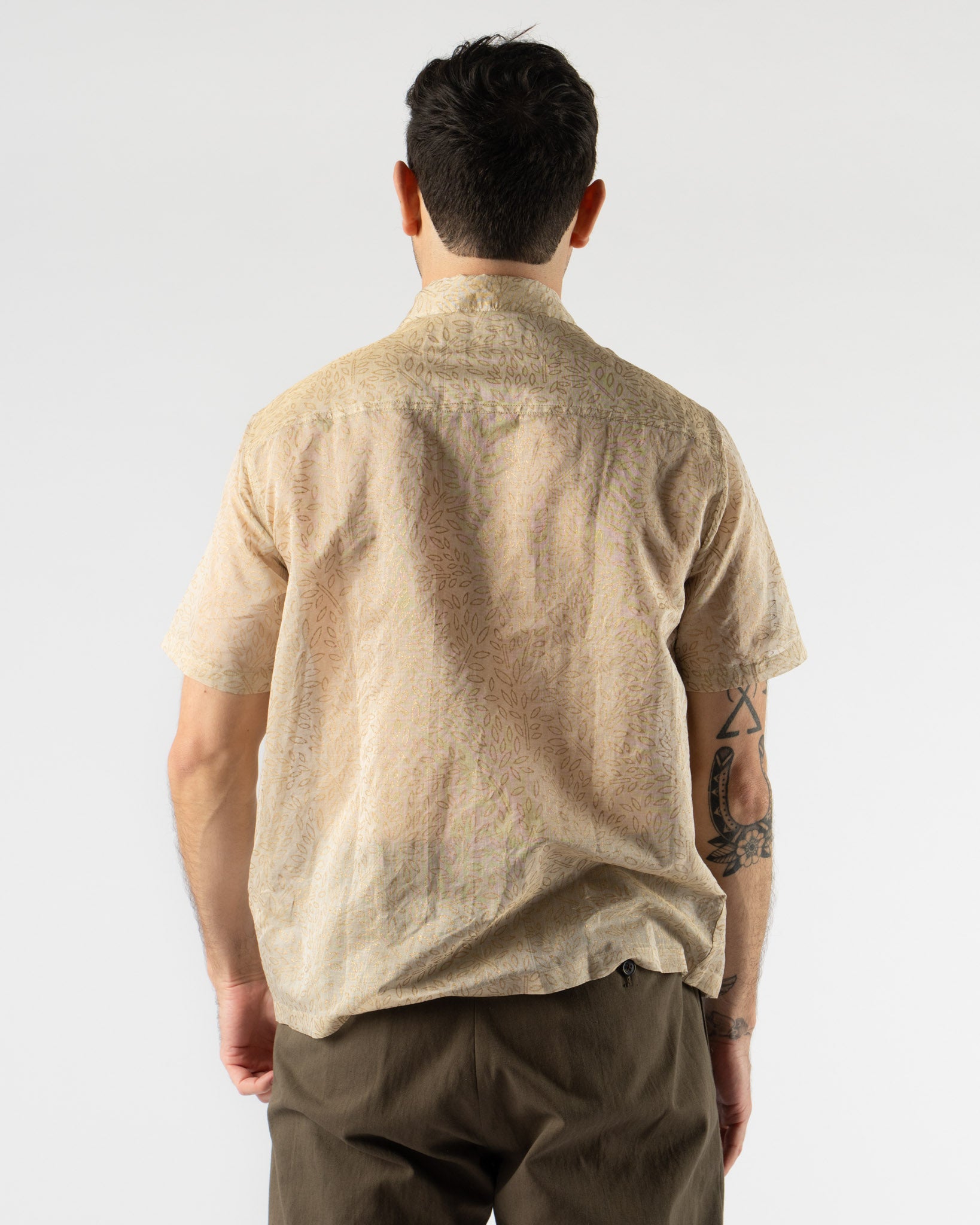Kartik Research Box Shirt in Ecru/Gold
