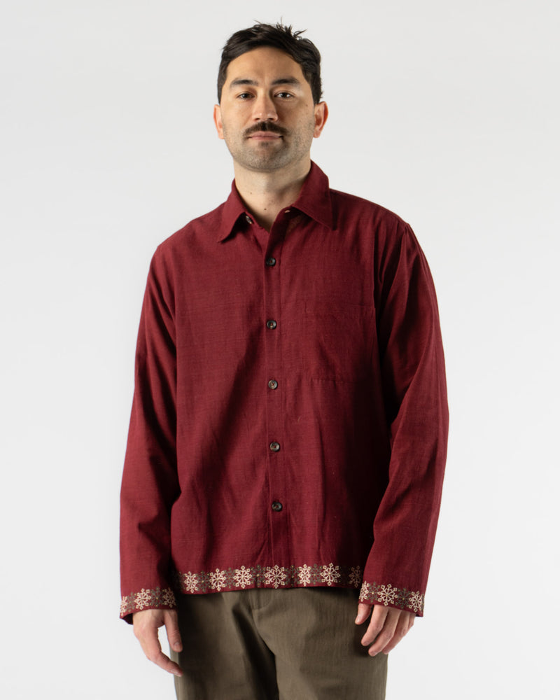 Kartik Research Box Shirt in Red/White/Kesar