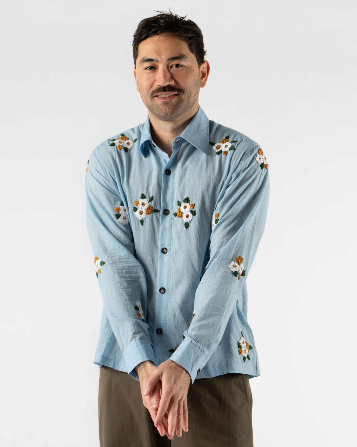 Kartik Research Box Shirt in Sky/Saffron/Kesar Curated at Jake and Jones