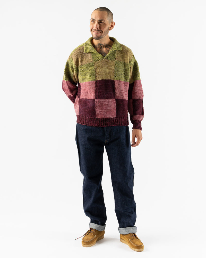 Kartik Research Rugby Knit in Mint Purple Patchwork