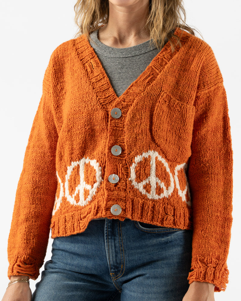 Kartik Research Peace Cardigan in Orange/White