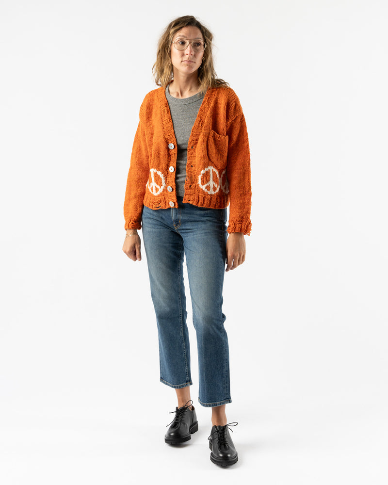 Kartik Research Peace Cardigan in Orange/White