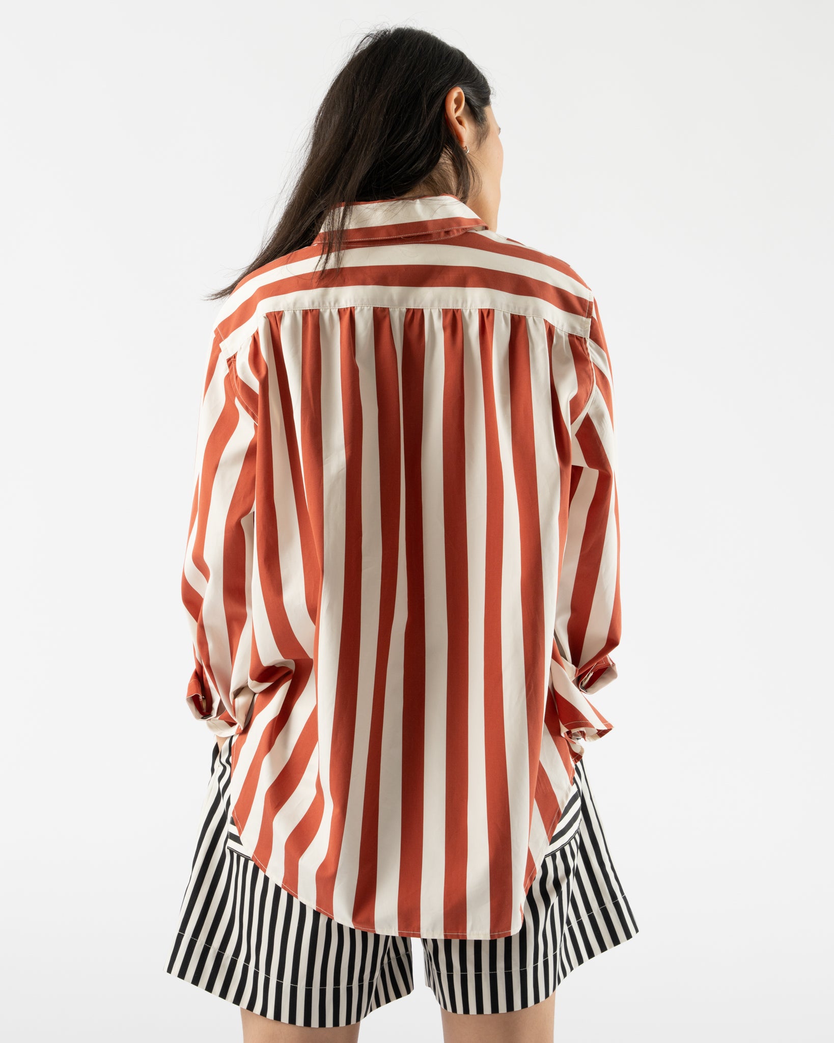 KasMaria Yarn Dyed Stripe Shirt in Red/White