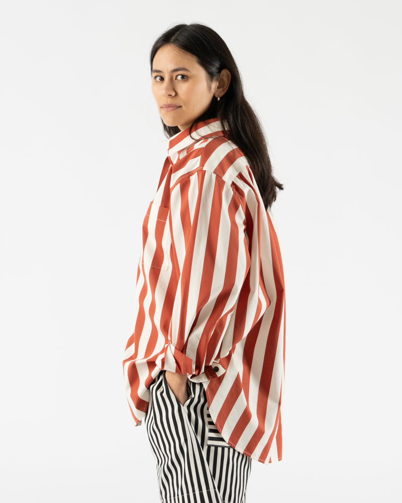 KasMaria Yarn Dyed Stripe Shirt in Red/White