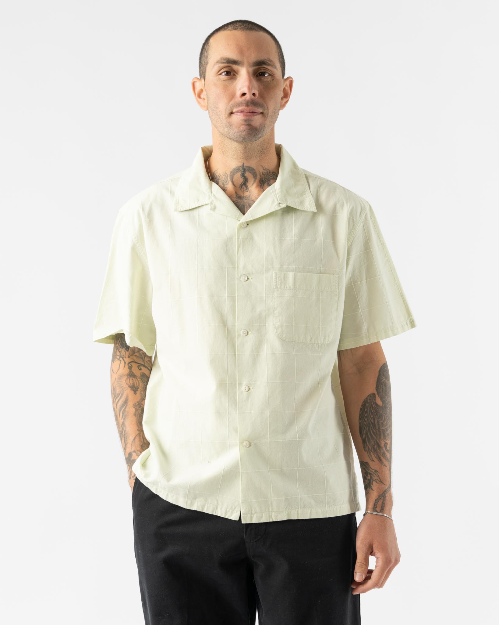 Knickerbocker Director Cotton Shirt in Sea Foam