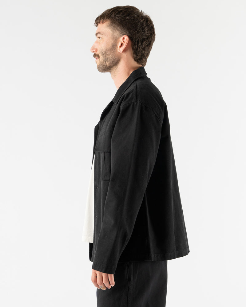 Knickerbocker Jungle Brushed Twill Cotton Overshirt in Black