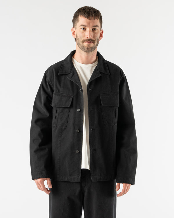 Knickerbocker Jungle Brushed Twill Cotton Overshirt in Black