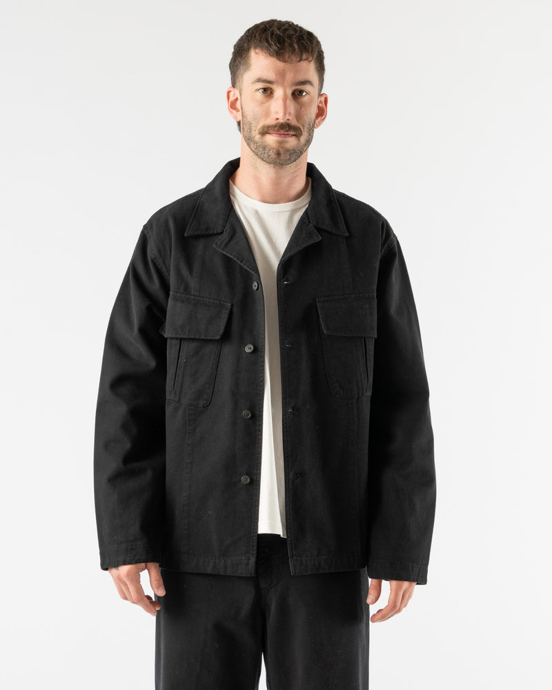 Knickerbocker Jungle Brushed Twill Cotton Overshirt in Black